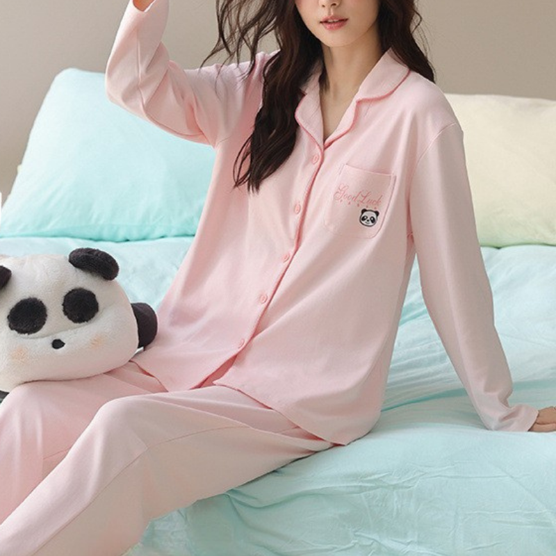 PureEase – Göğüs Pedli Pamuklu Pijama Takımı