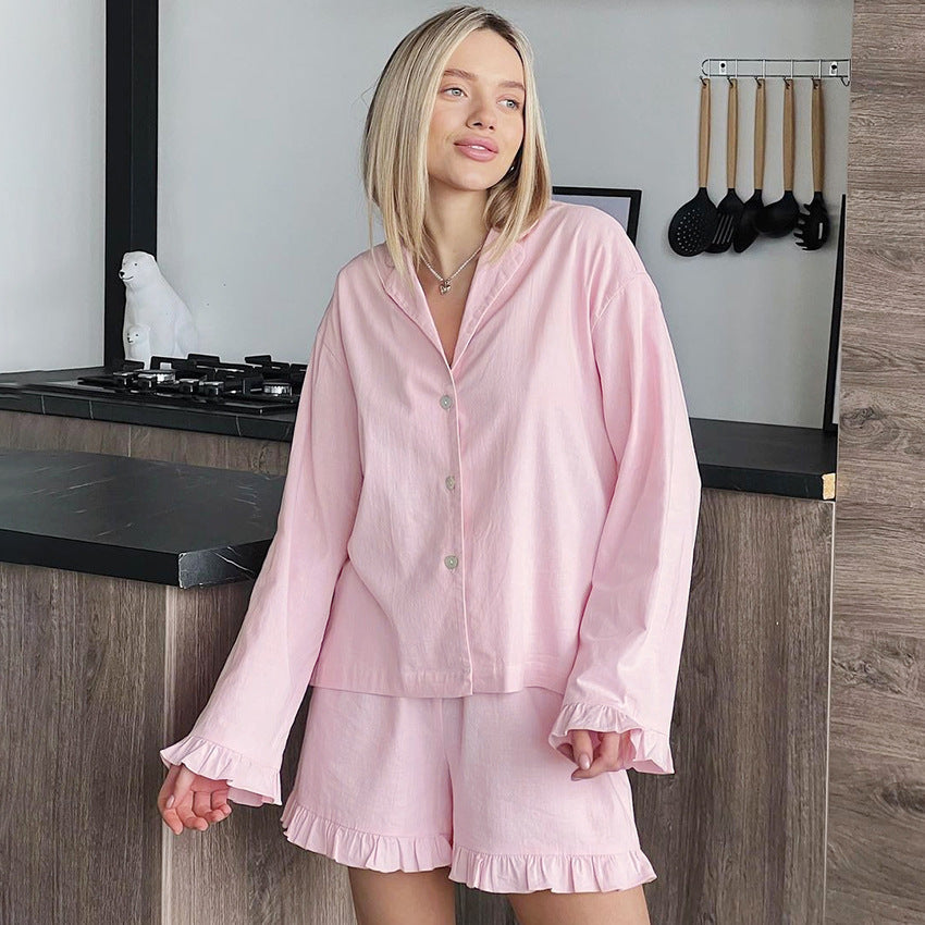 Ruffle Cotton Set – Fırfırlı Pamuklu Kadın Pijama Takımı