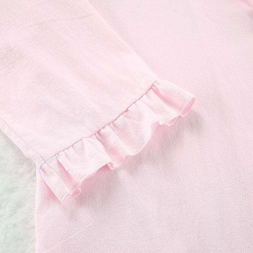 Ruffle Cotton Set – Fırfırlı Pamuklu Kadın Pijama Takımı