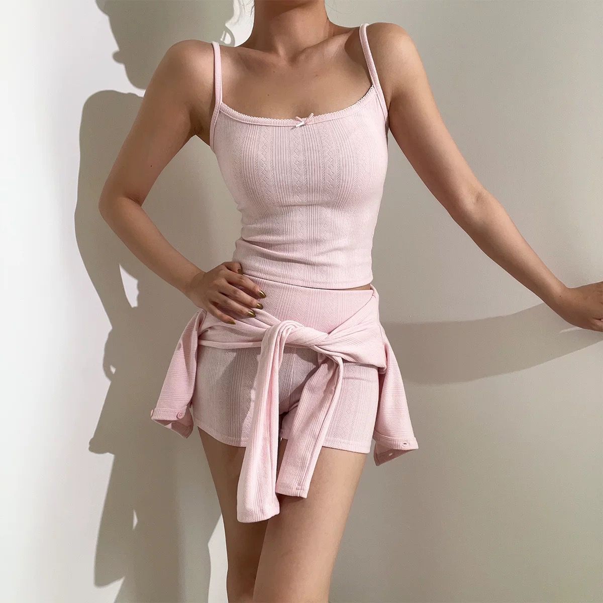 Soft Embrace – Pudra Viskonlu 3’lü Kadın Loungewear Set