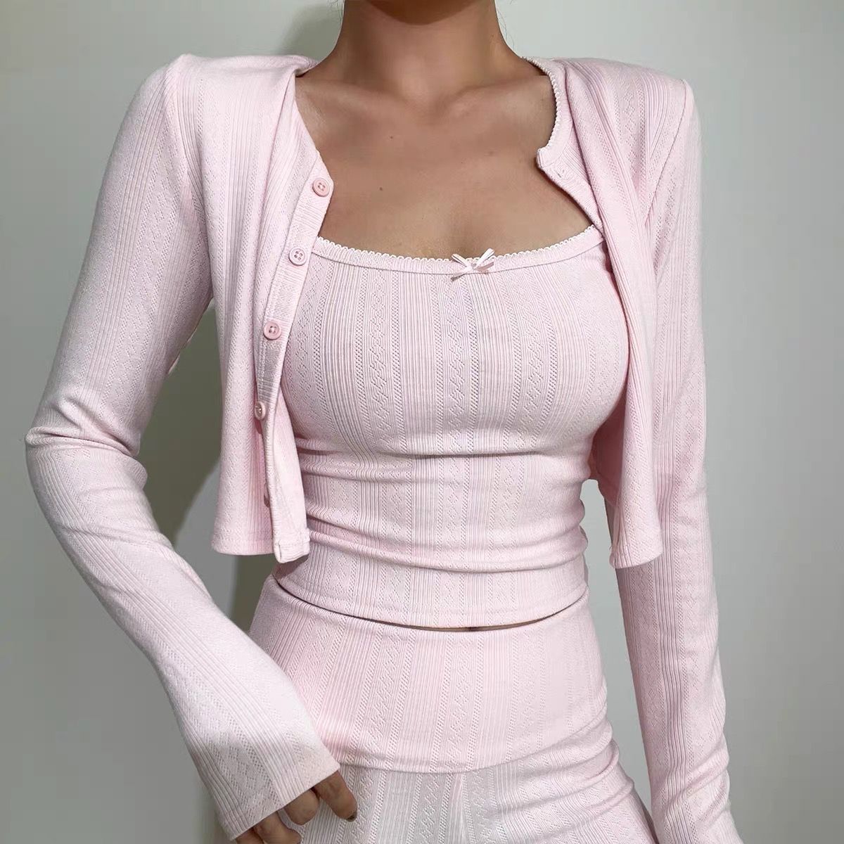 Soft Embrace – Pudra Viskonlu 3’lü Kadın Loungewear Set