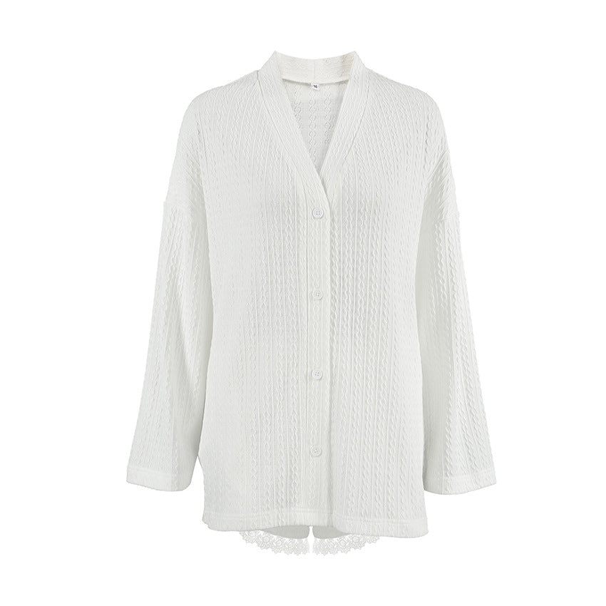 White Lace Touch – Kadın Dantel Detaylı 2’li Pijama Seti