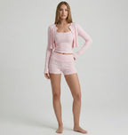 Conjunto de 3 piezas Coquette de canalé para estar por casa