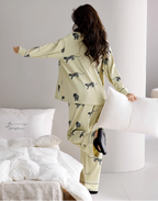 Yeşil Leopar Figürlü Pamuklu Pijama Takımı