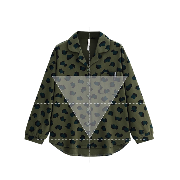 Yeşil Leopar Desenli Pamuklu Pijama Takımı