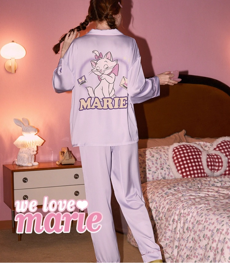 Marie Character Print Satin Pajama Set