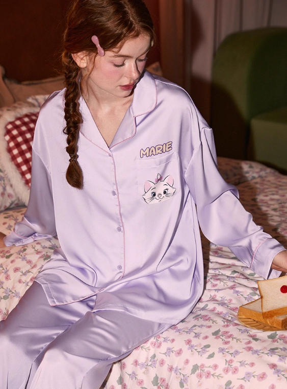 Marie Character Print Satin Pajama Set
