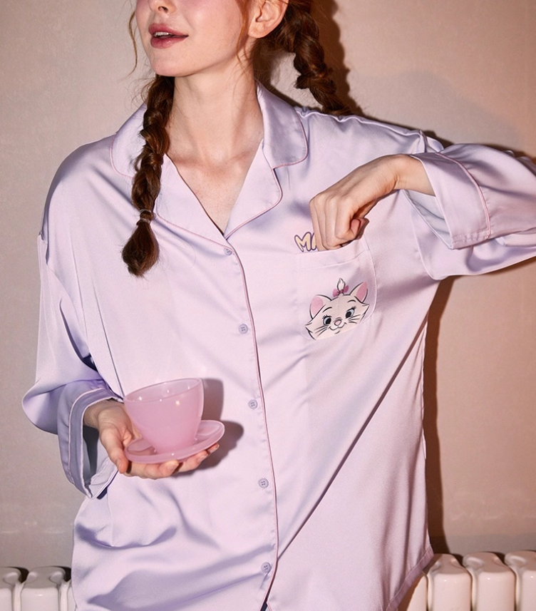 Marie Character Print Satin Pajama Set