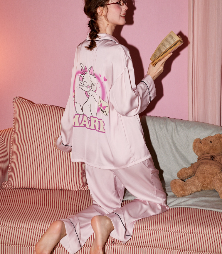 Marie Karakter Baskılı Saten Pijama Takımı
