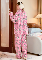 Marie Orijinal Pembe Kışlık Peluş Pijama Takımı