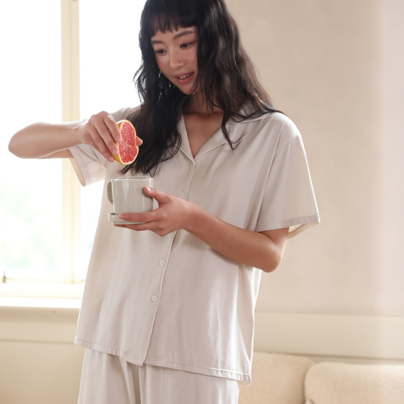 Every Day Comfort – Taş Gri Şortlu Kadın Pijama Takımı