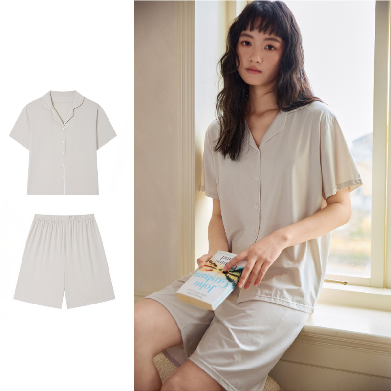 Every Day Comfort – Taş Gri Şortlu Kadın Pijama Takımı