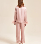 Feather Allure Pink Elegance Luxury Satin Robe Set