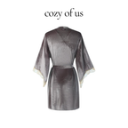 Fransız Stil Dolgulu Sütyenli Kadife Gecelik/Sabahlık Set