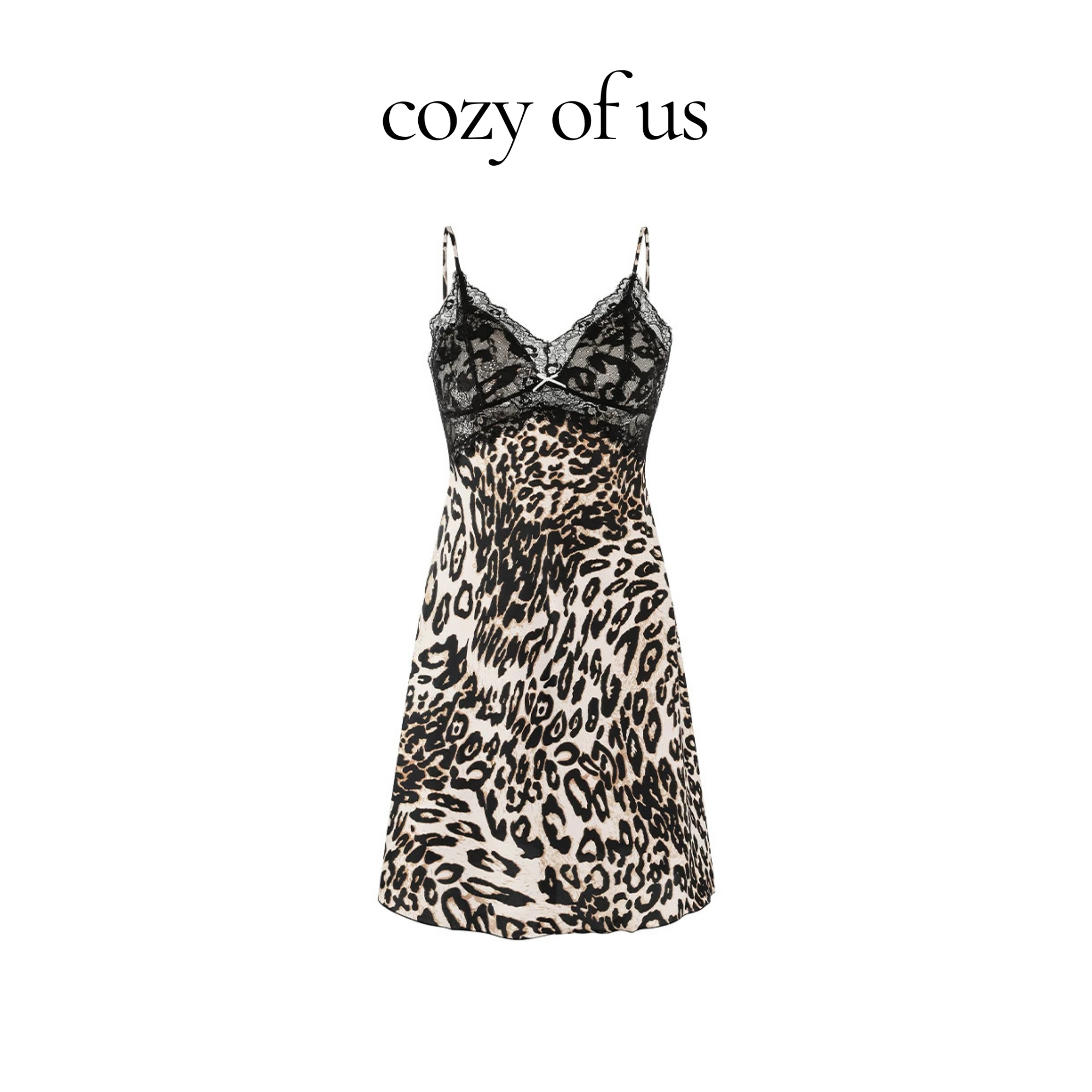 Fransız Stil Leopar Desenli Gecelik/ Sabahlık Set