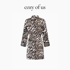 Fransız Stil Leopar Desenli Gecelik/ Sabahlık Set