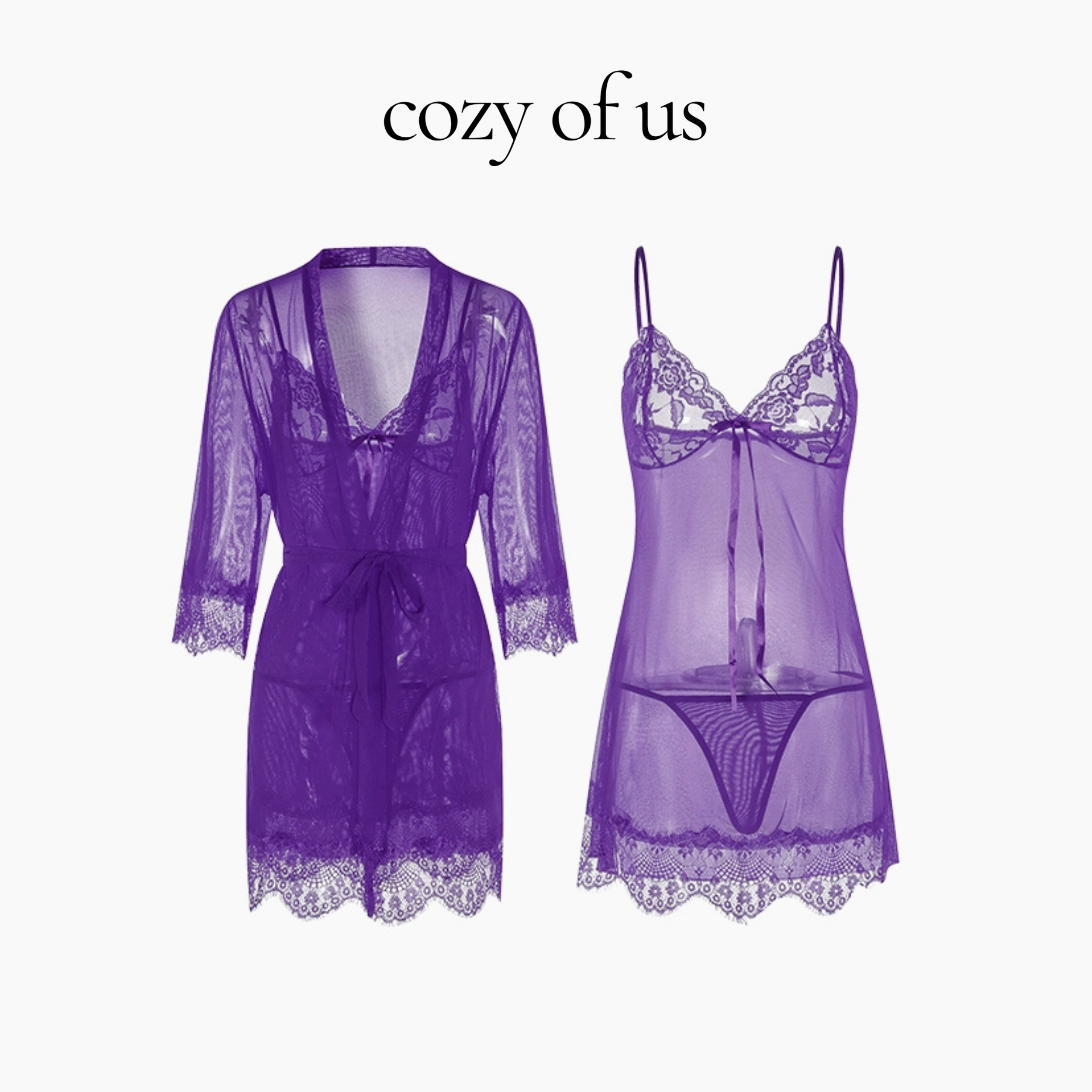 Fransız Stil Zarif Dantel Detaylı Gecelik / Sabahlık Set