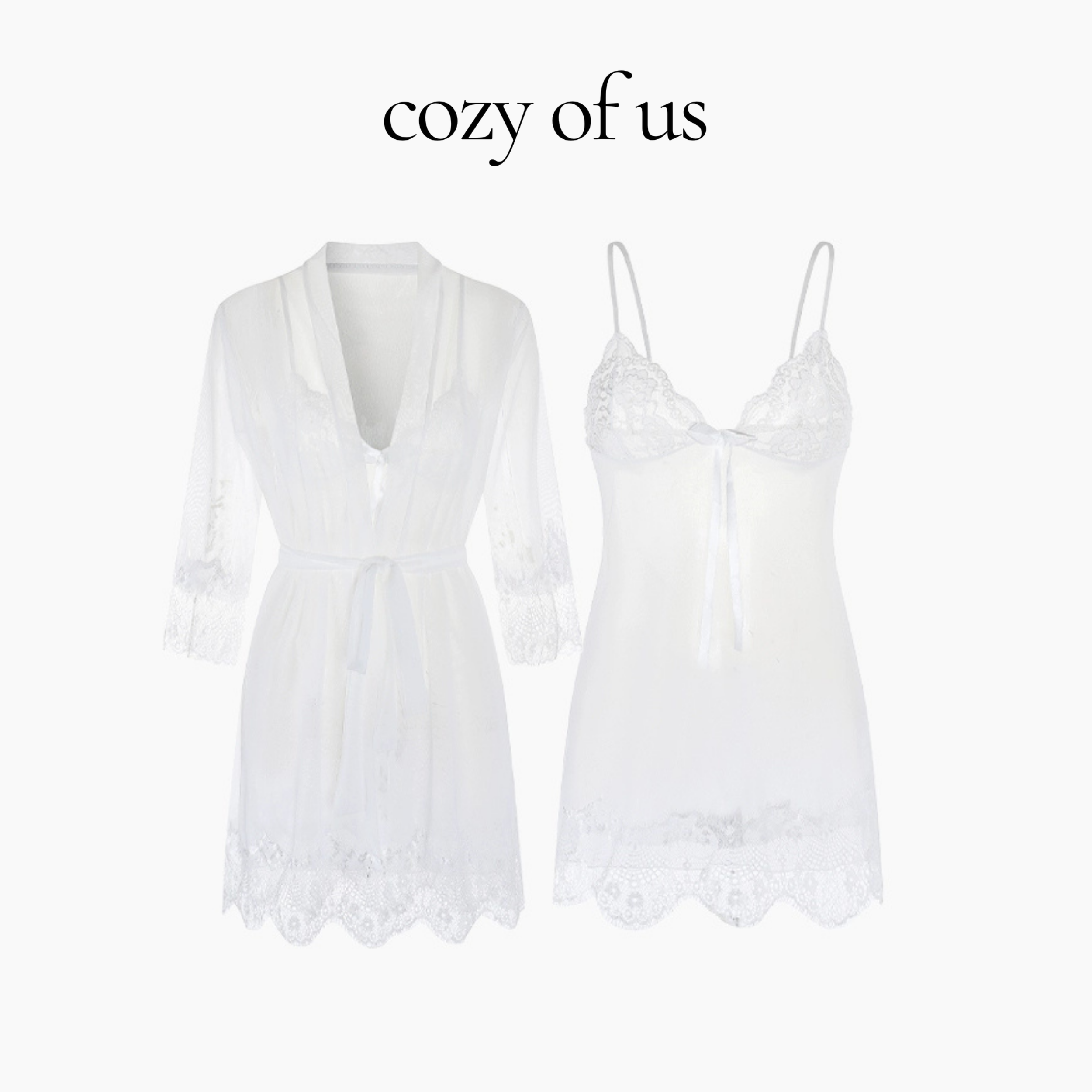 Fransız Stil Zarif Dantel Detaylı Gecelik / Sabahlık Set