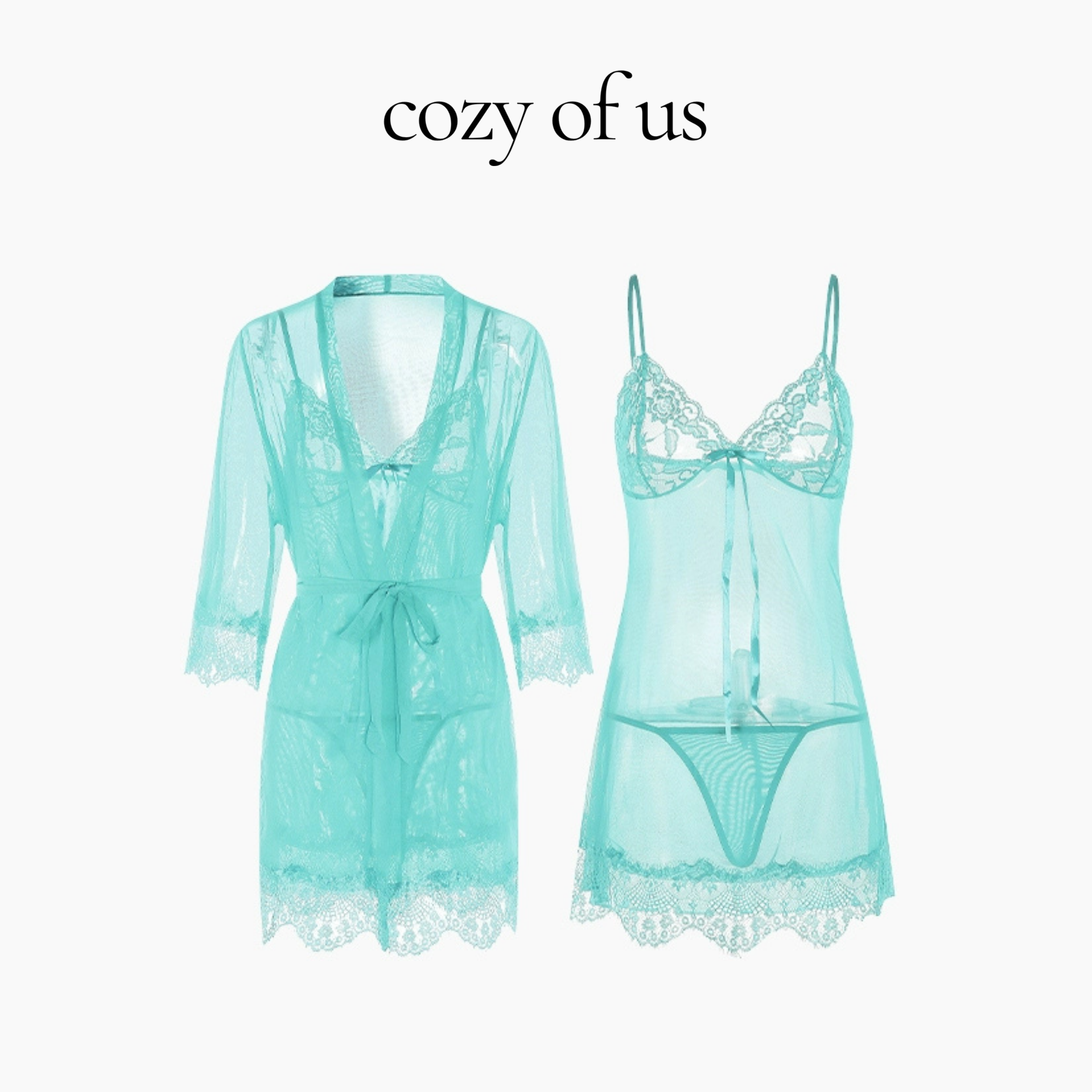 Fransız Stil Zarif Dantel Detaylı Gecelik / Sabahlık Set