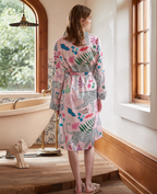 Premium Satin Robe with Snow Leopard Pattern