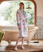 Premium Satin Robe with Snow Leopard Pattern