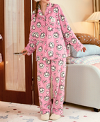 Marie Orijinal Pembe Kışlık Peluş Pijama Takımı