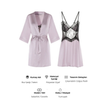 French New Style Satin Textured Pure Lace Nightgown/Morning Gown Set