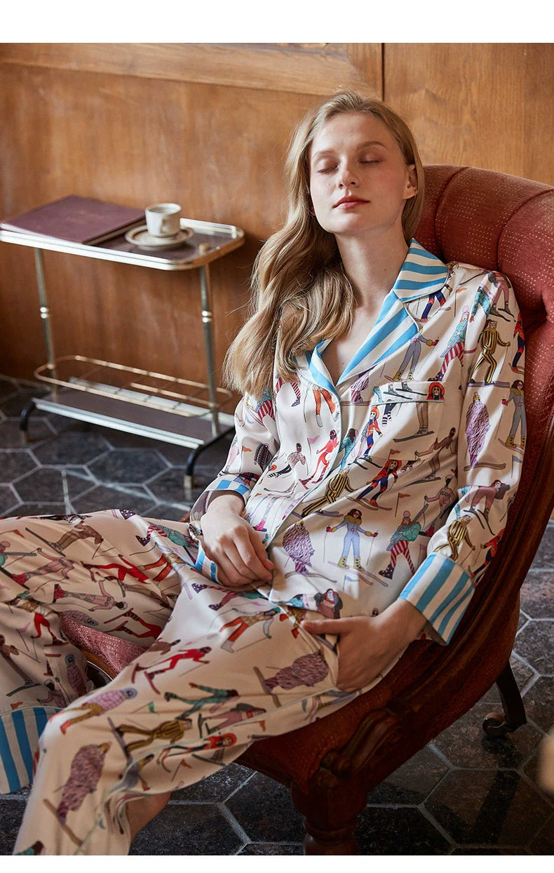 Maison Editorial Desenli Premium Saten Pijama Takımı