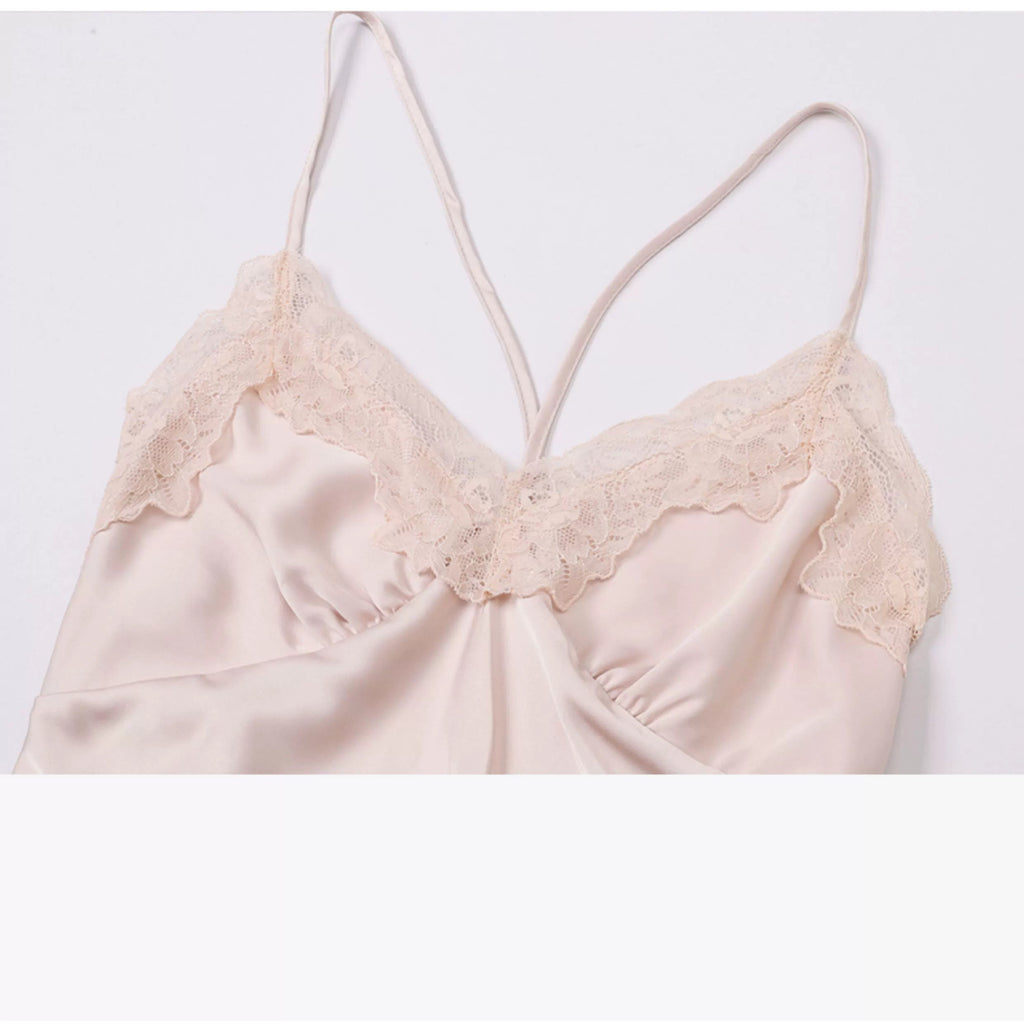 Fransız Yeni Stil Saten Dokulu Gecelik/Sabahlık Set