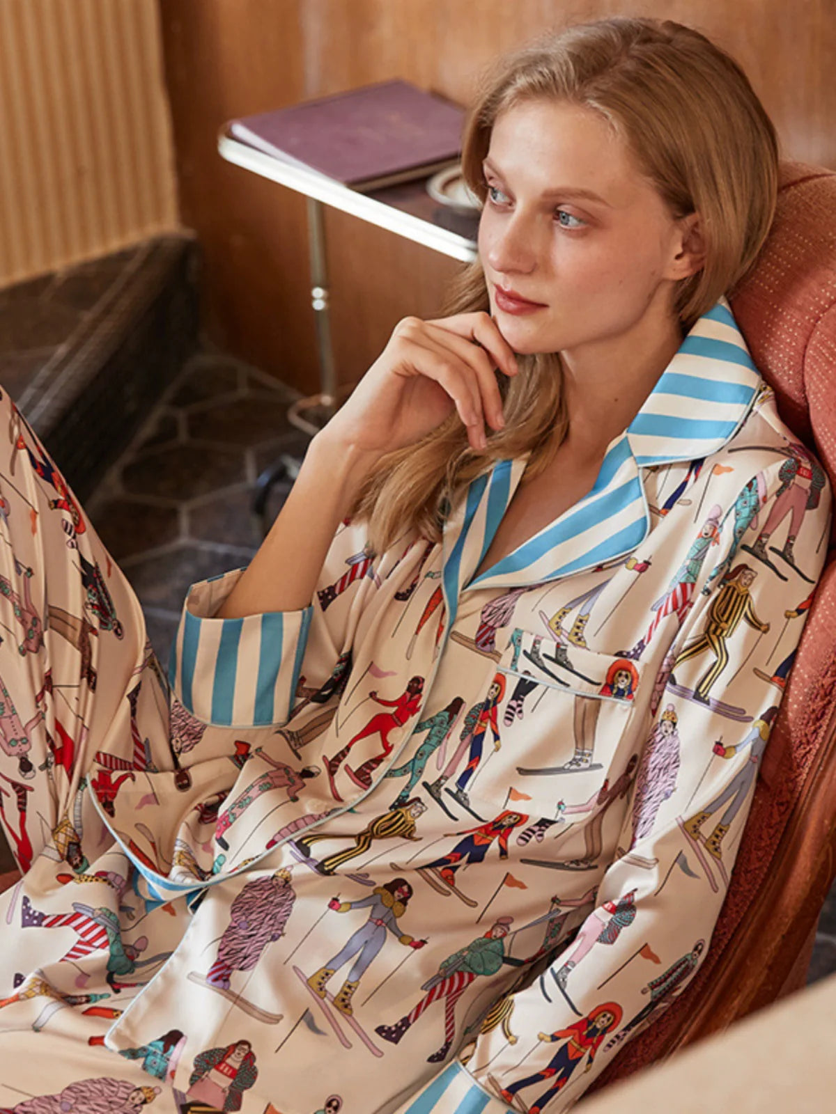 Maison Editorial Desenli Premium Saten Pijama Takımı