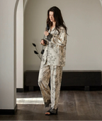 Ekru Dantel Detaylı Vintage Pamuklu Pijama Takımı