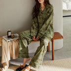 Pijama de algodón verde con diseño vintage