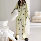Yeşil Leopar Figürlü Pamuklu Pijama Takımı