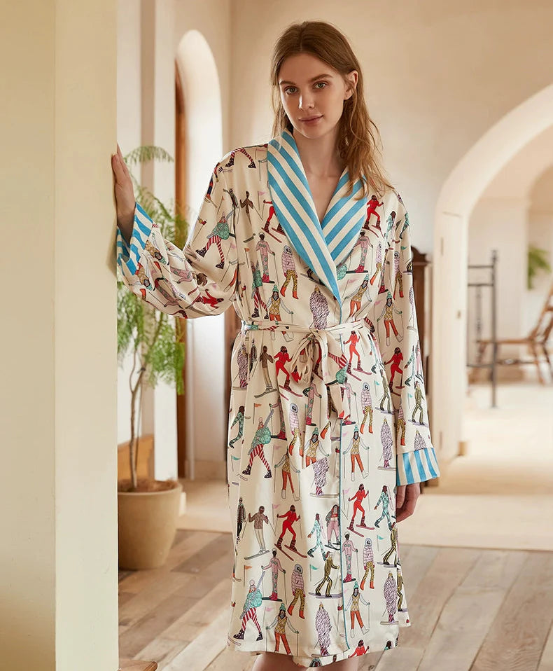 Maison Editorial Desenli Premium Saten Sabahlık