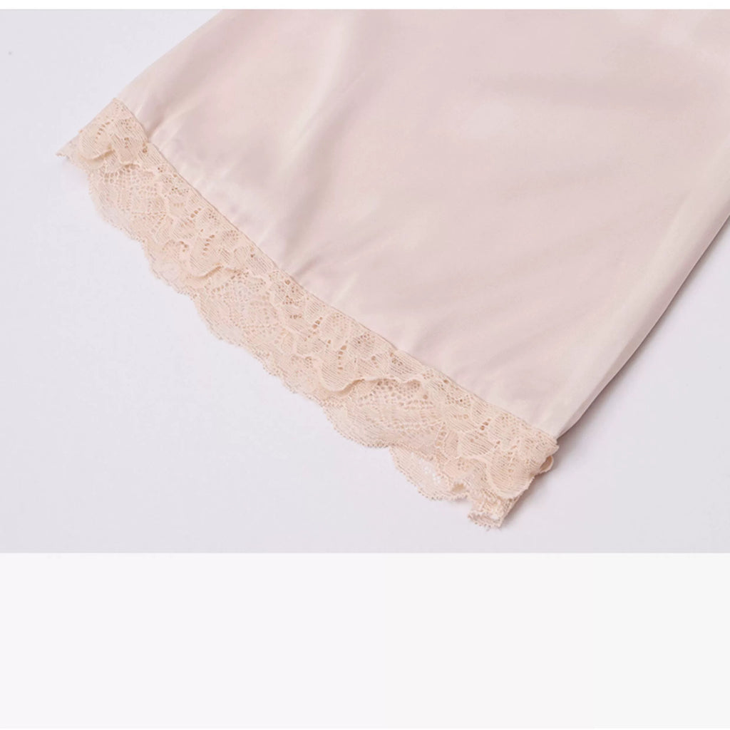 Fransız Yeni Stil Saten Dokulu Gecelik/Sabahlık Set