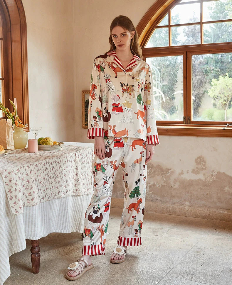 Noel Tasarım Koleksiyon Lüks Saten Pijama Takımı