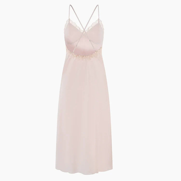 Fransız Yeni Stil Saten Dokulu Gecelik/Sabahlık Set