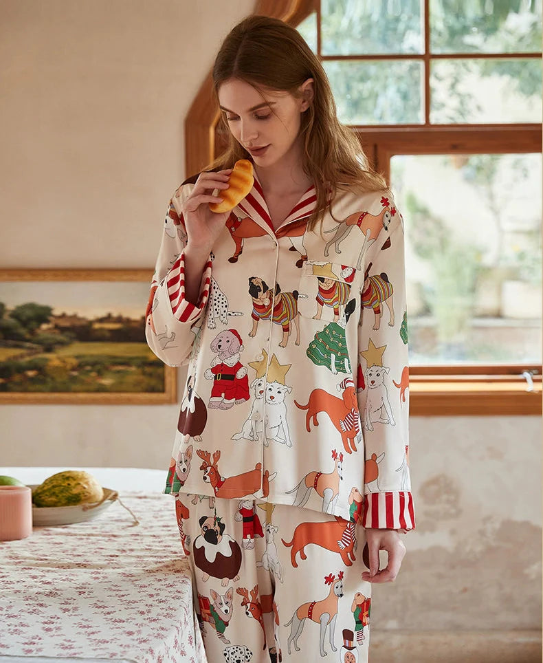 Noel Tasarım Koleksiyon Lüks Saten Pijama Takımı