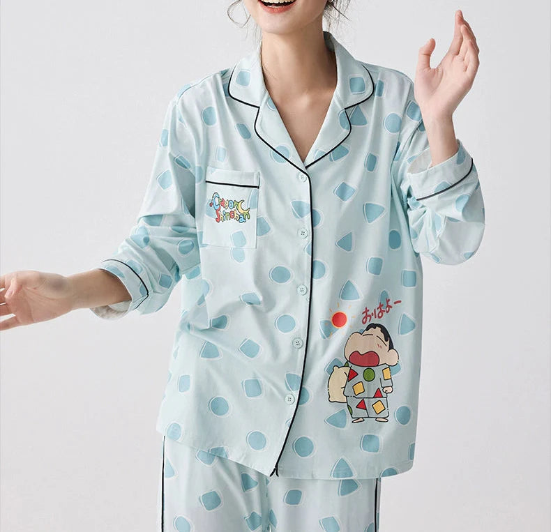 Mavi Karakter Desenli Modal Pamuklu Pijama Takımı