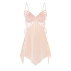 Fransız Yeni Stil Saten Dokulu Dantel Kelebek Gecelik/Sabahlık Set