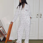 Kalp Desenli Pamuklu Pijama Takımı