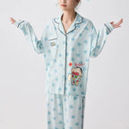 Mavi Karakter Desenli Modal Pamuklu Pijama Takımı