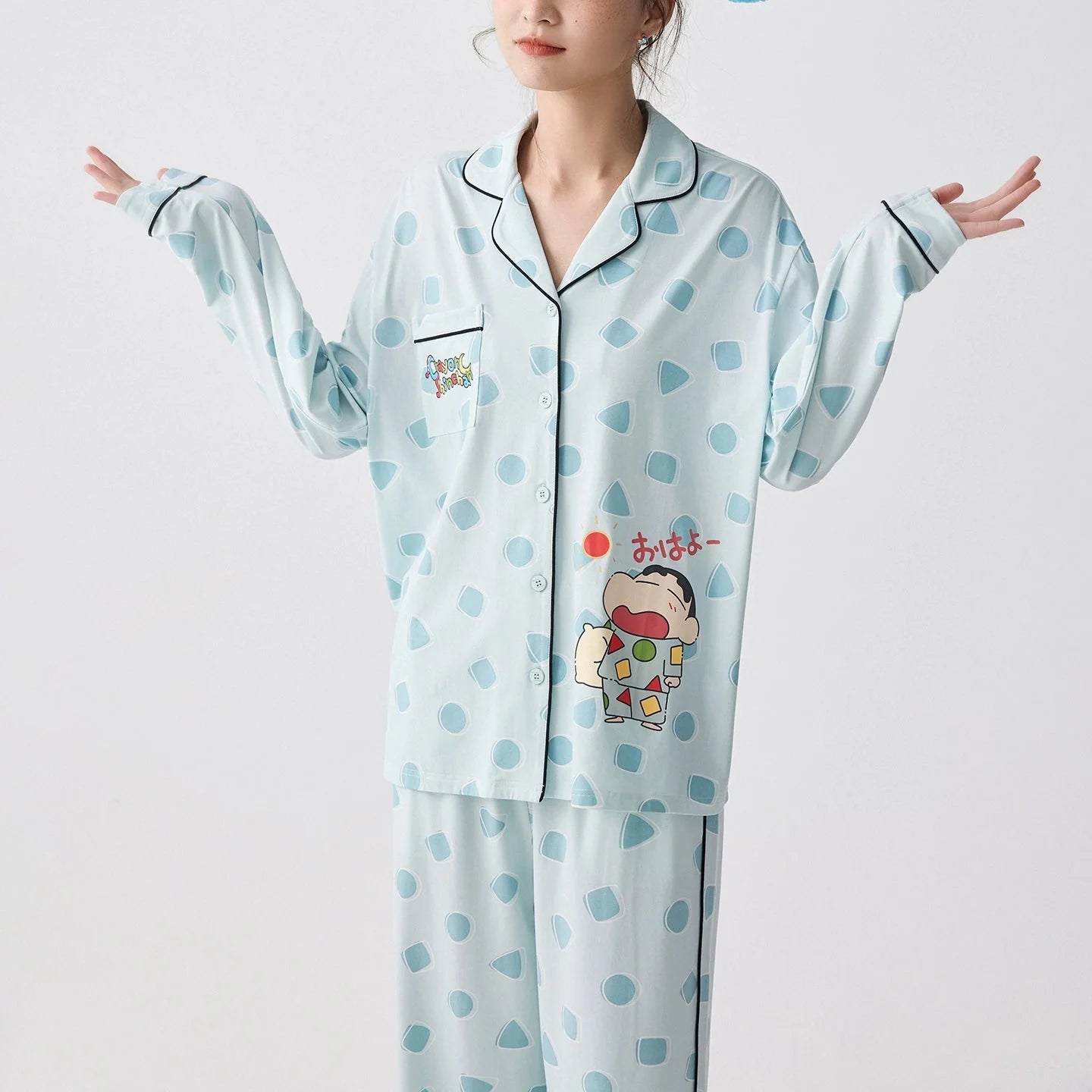 Mavi Karakter Desenli Modal Pamuklu Pijama Takımı