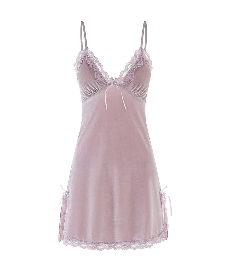 French New Style Velvet Nightgown/Morning Gown Set
