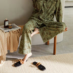Pijama de algodón verde con diseño vintage