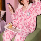 Pembe Hello Kitty Peluş Kışlık Pijama Takımı