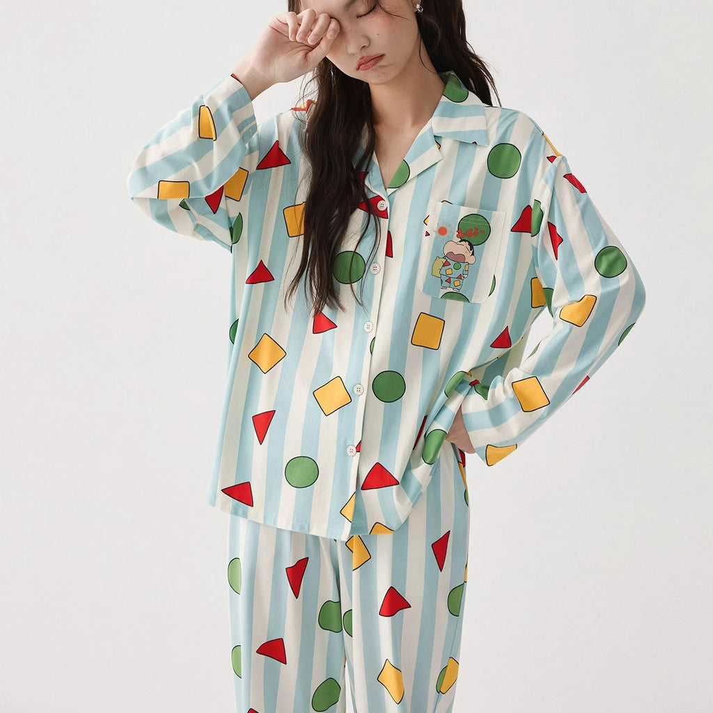Geometric Candy Modal Pamuklu Pijama Takımı