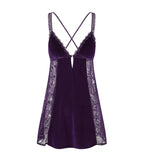 Fransız Yeni Stil Özel Kadife Dantel Gecelik/Sabahlık Set