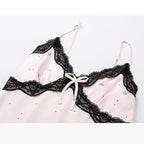 Fransız Yeni Stil Saten Dokulu İnce Model Saf Gecelik/Sabahlık Set