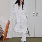 Kalp Desenli Pamuklu Pijama Takımı